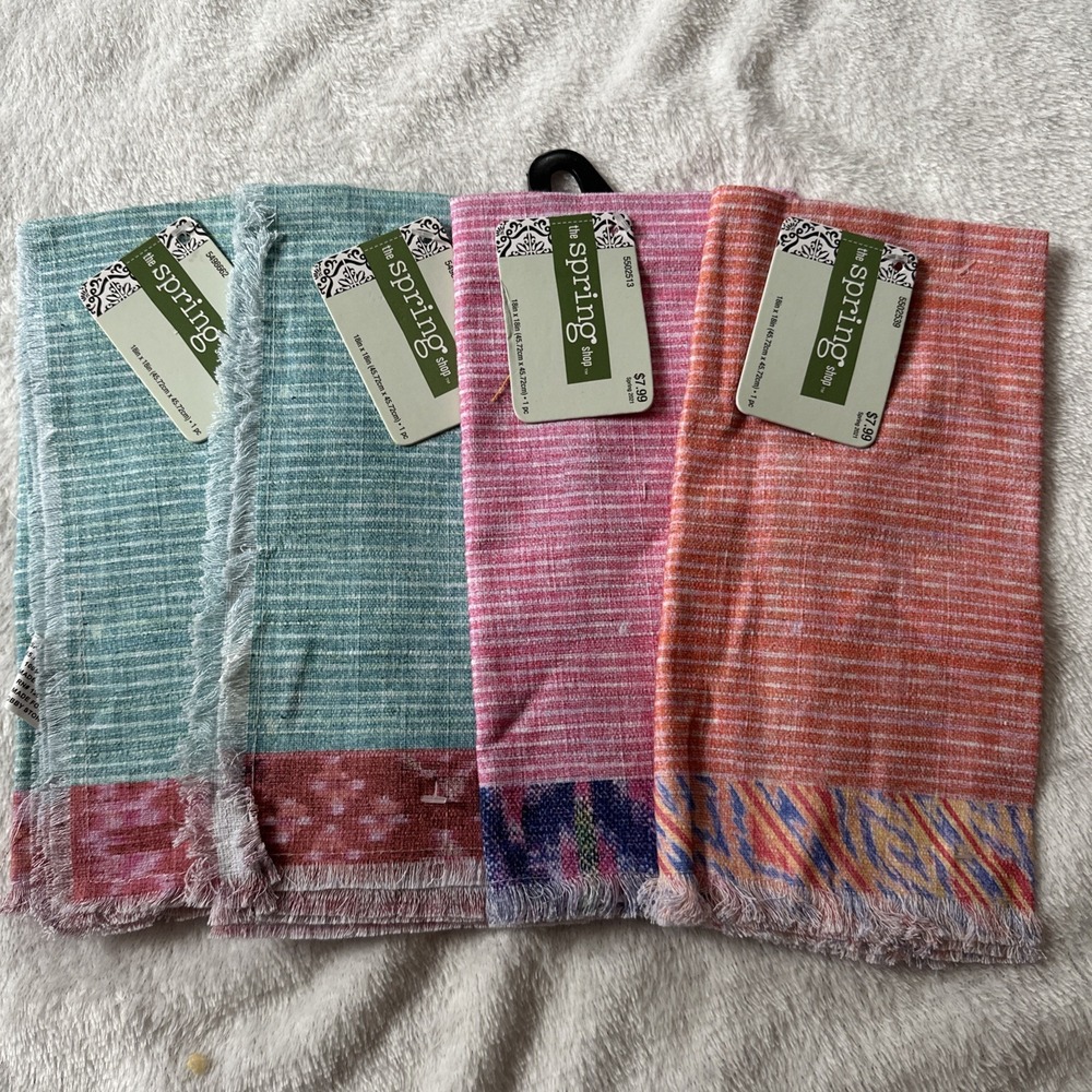 The Spring Shop Table Dinner Napkins Linens Nomad Fringe 18x18 4 Pieces New